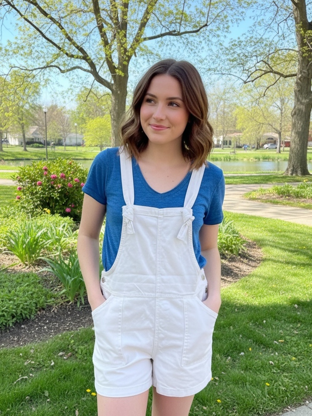 Zenana Denim Knotted Strap Romper Shortalls - NWOT